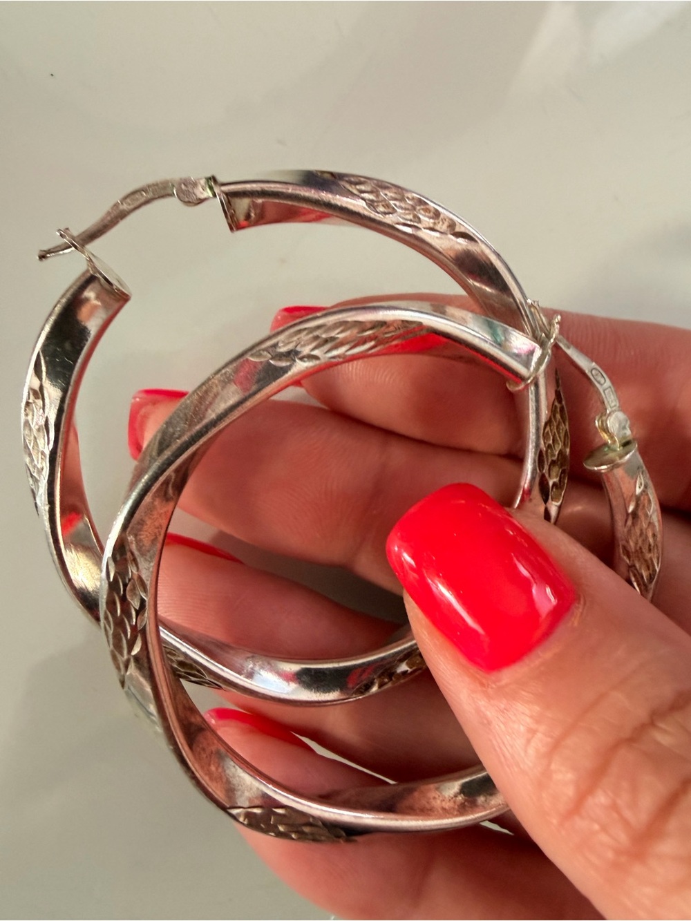 Sterling Silver 925  Hoop Earrings with gold  Accent